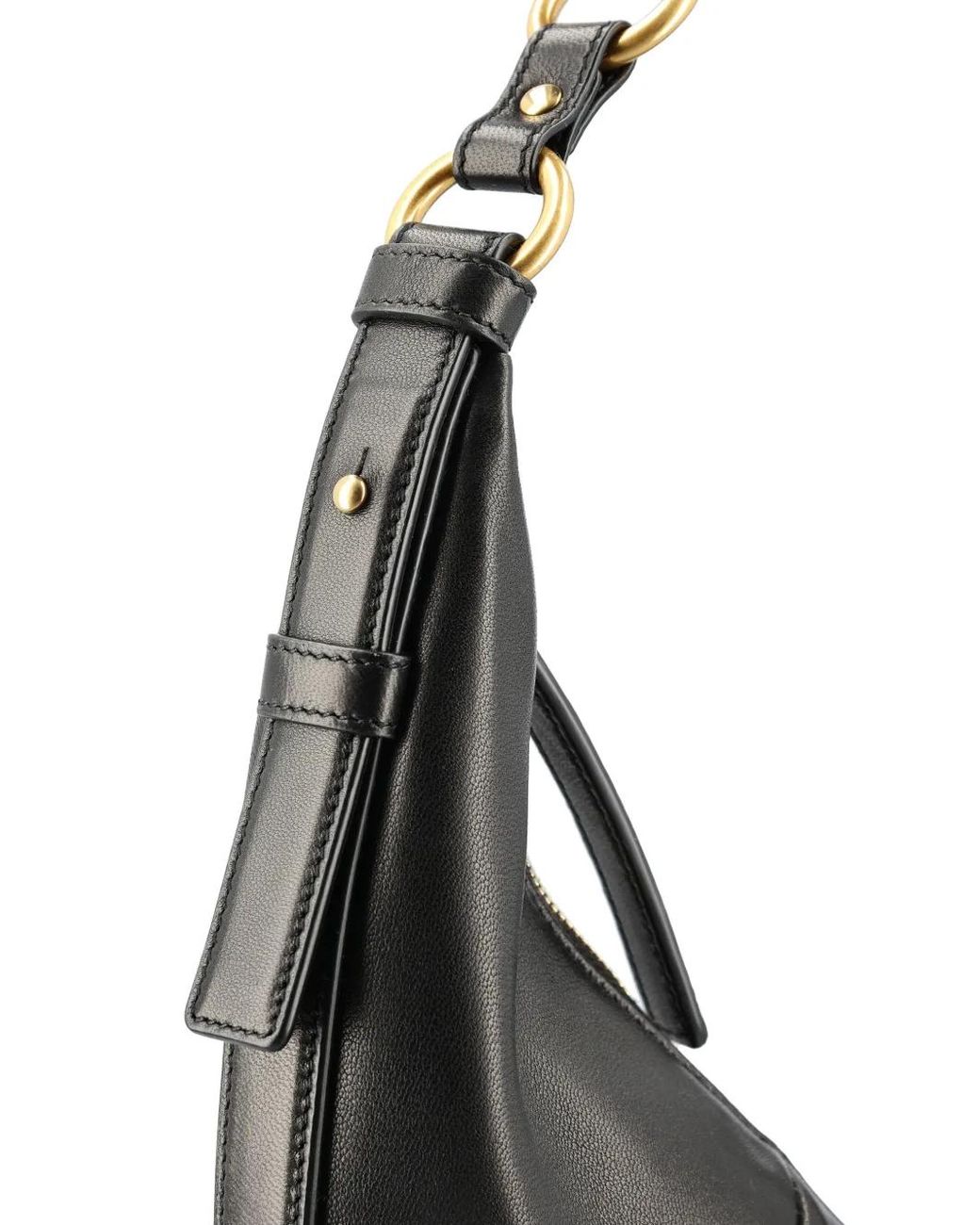 Saint Laurent Black Saharienne Leather Shoulder Bag