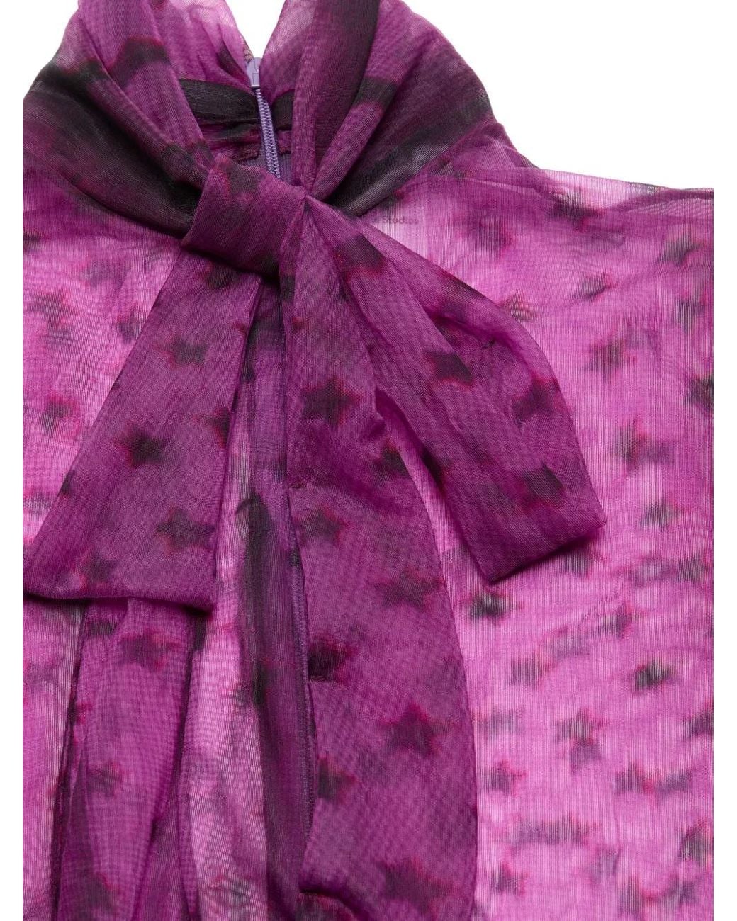 Acne Purple Star-Print Puff-Sleeve Top