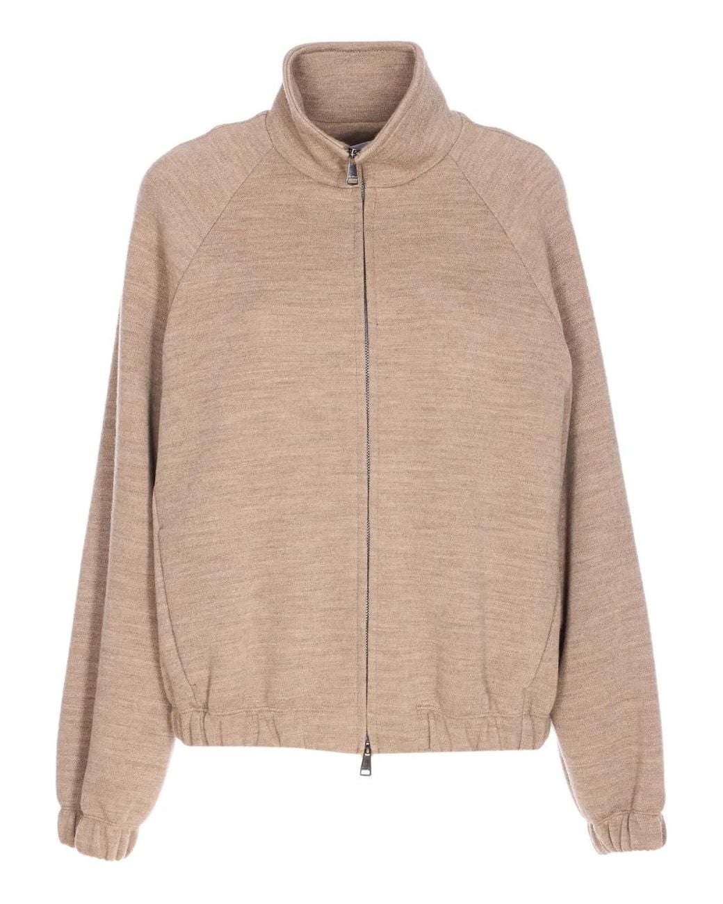 Max Mara Natural Zip-Up Sweatshirt