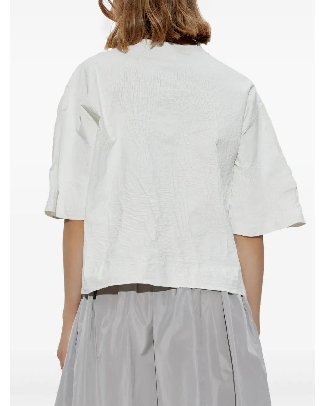 Fabiana Filippi White Cracked-Effect T-Shirt