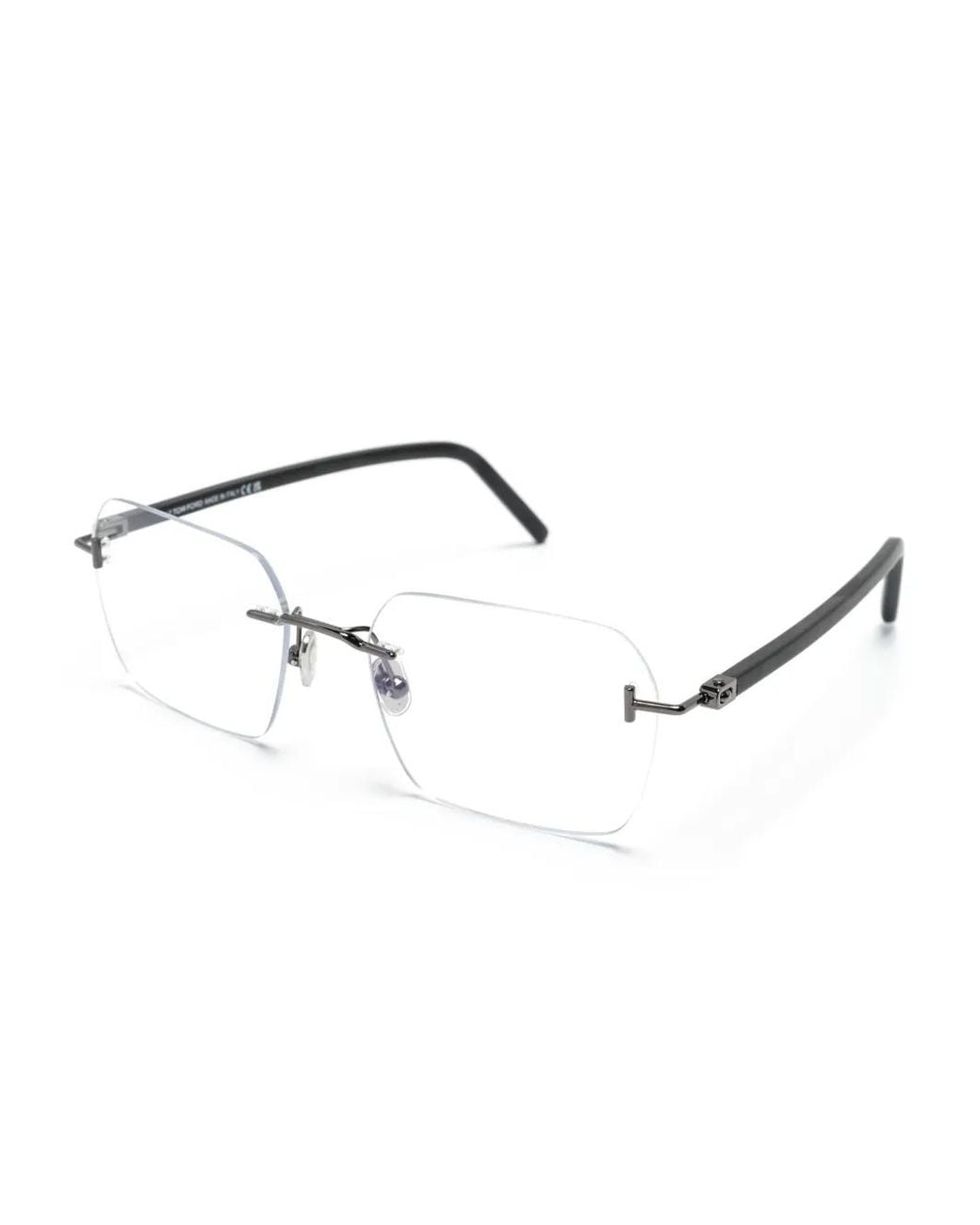 Tom Ford Gray Rectangular Rimless Glasses