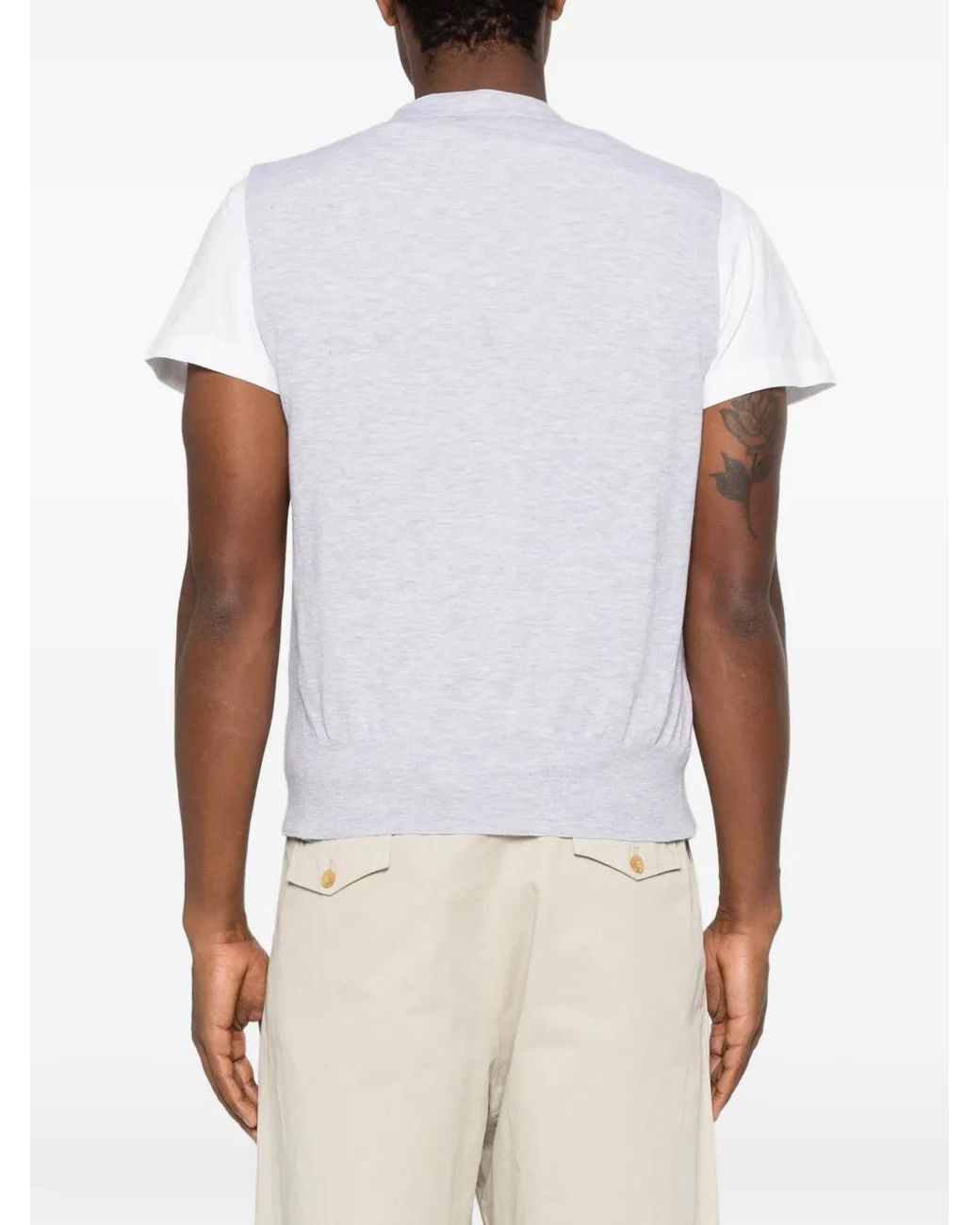 Fileria White V-Neck Buttoned Knitwear for men