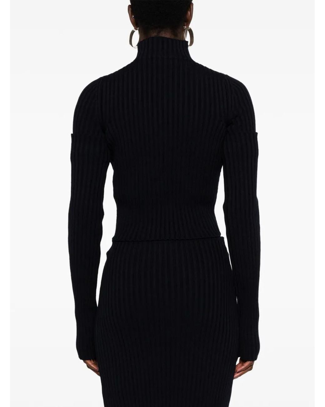 Balenciaga Black Ribbed Long-Sleeve Sweater