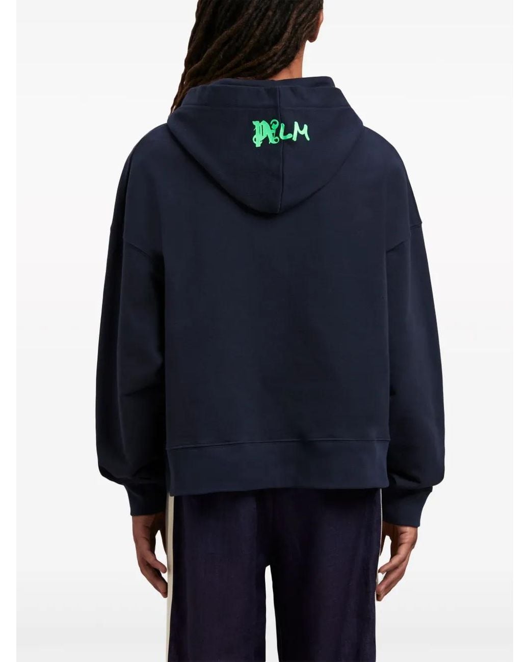 Palm Angels Black Graphic-Print Cotton Hoodie for men