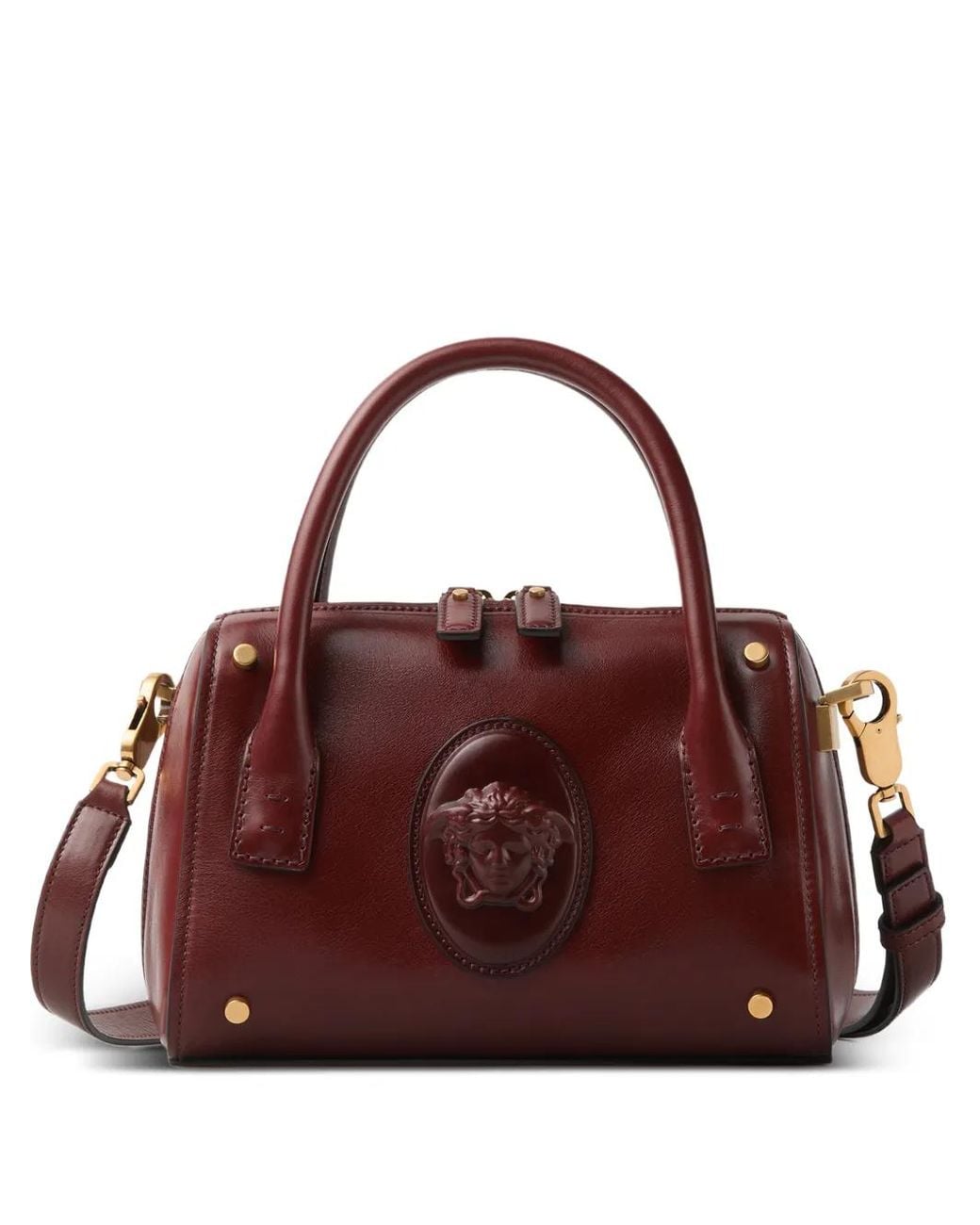 Versace Purple Roomy Small Leather Boston Bag