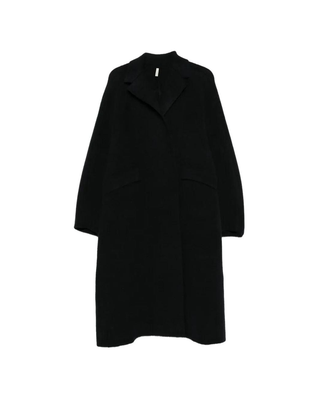 Boboutic Black Notched-Lapels Single-Breasted Coat