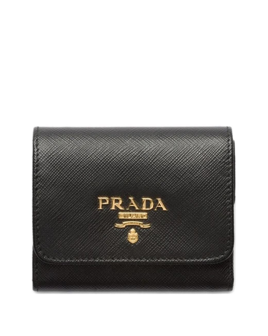 Prada Black Small Saffiano Leather Wallet