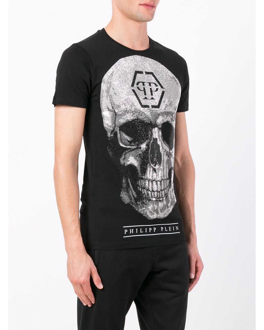 repulsion vil gøre Sukkerrør Philipp Plein Glitter Skull T-shirt in Black for Men | Lyst Canada