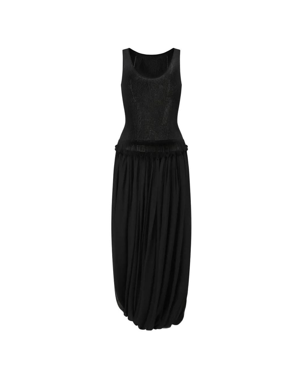 Oude Waag Black Ruffled Midi Dress