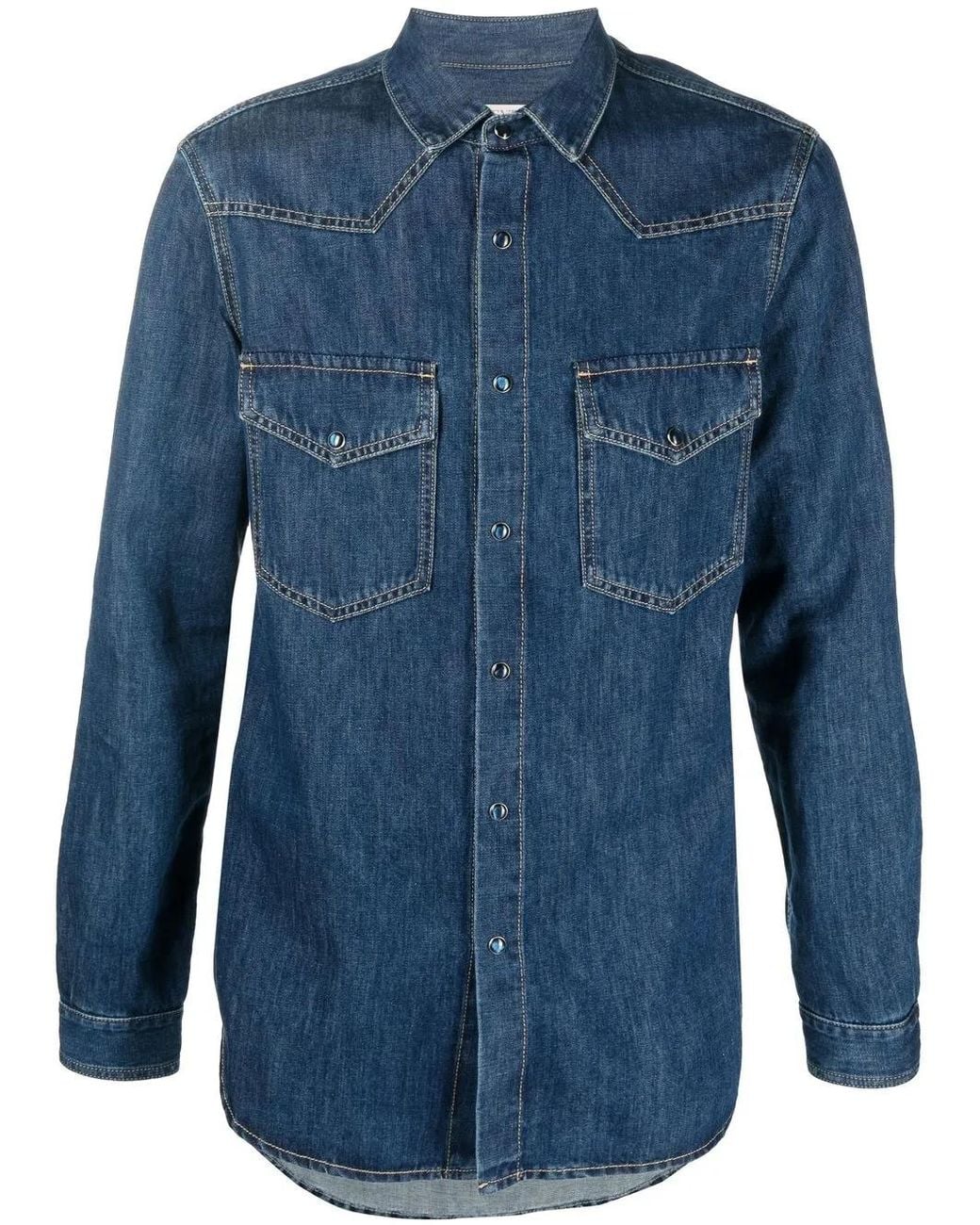 Valentino Garavani Blue Long-Sleeve Denim Shirt for men