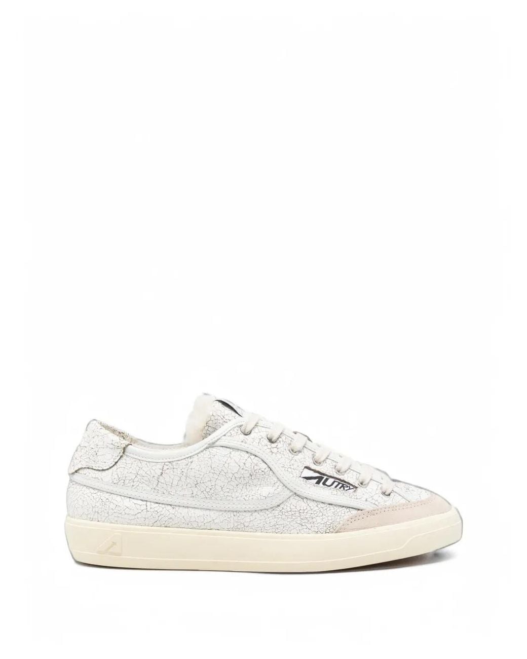 Autry White Windscape Crackle-Effect Shearling-Lined Sneakers for men