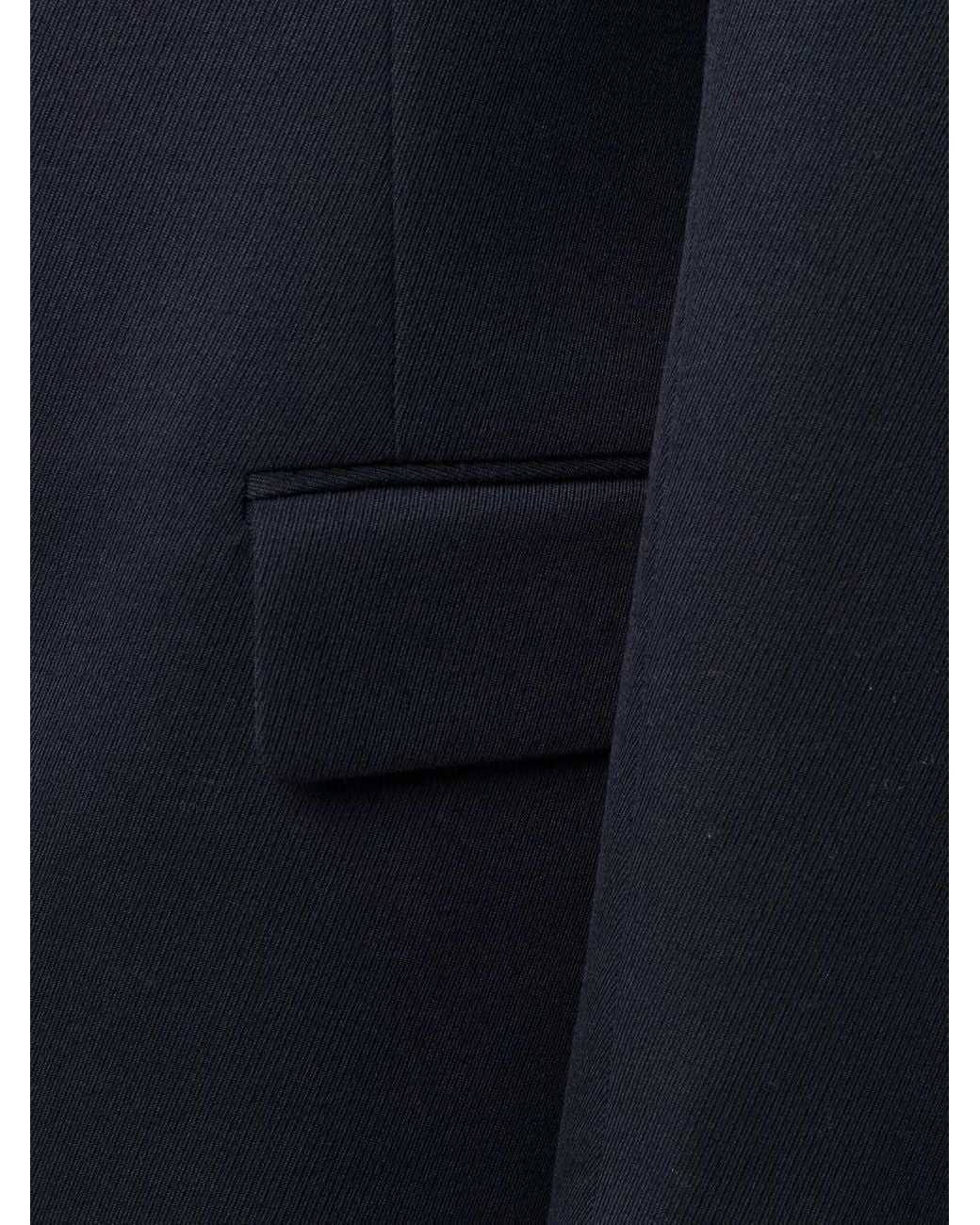 Maison Margiela Blue Collarless Mid-Length Coat for men