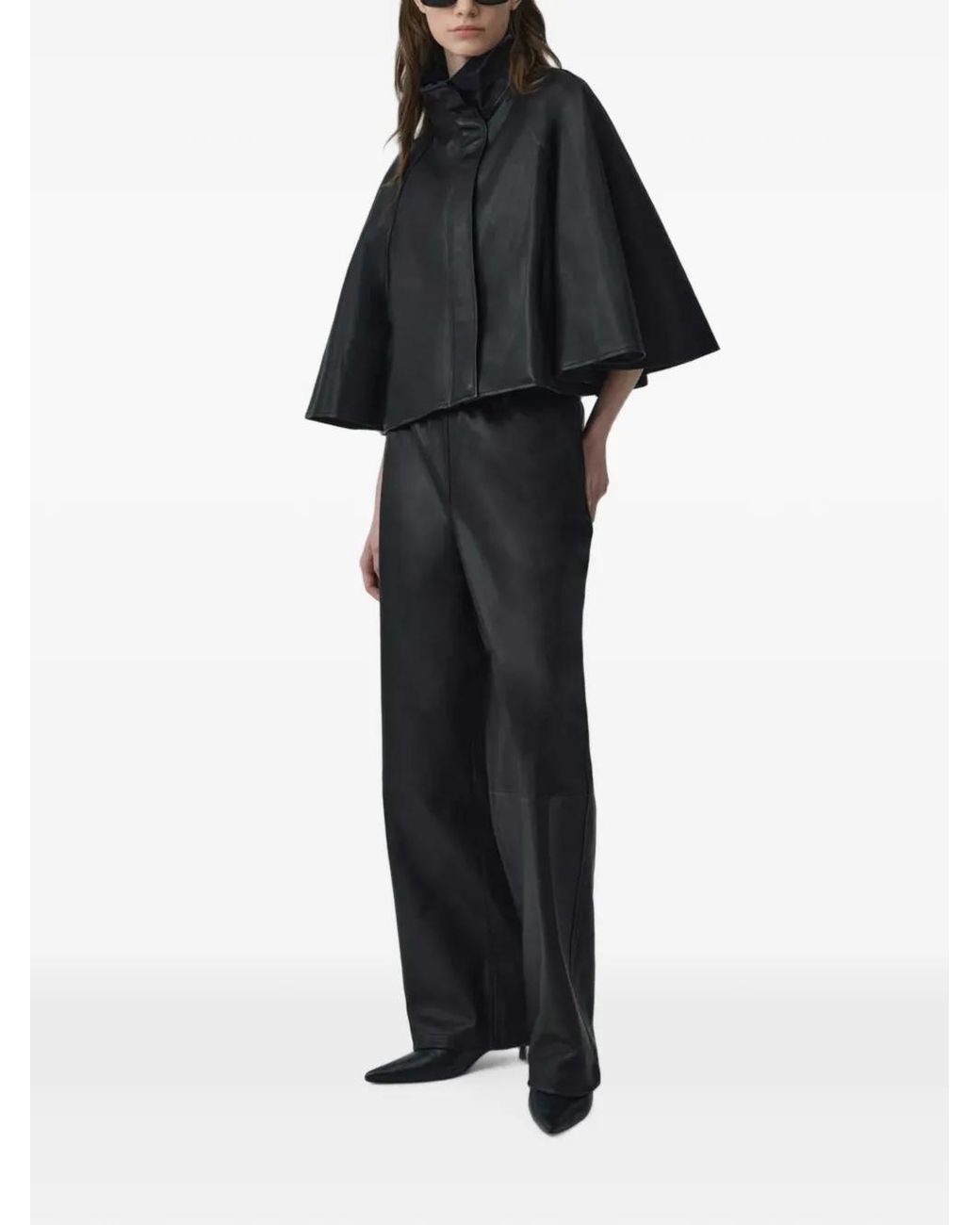 Jonathan Simkhai Black Orvik High-Neck Leather Jacket