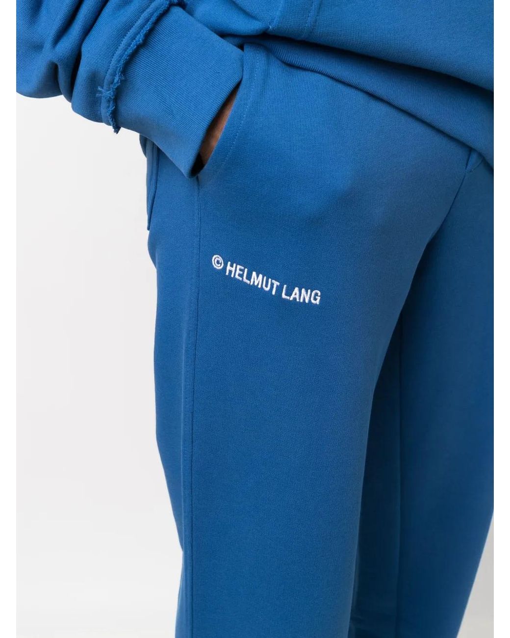 Helmut Lang Blue Drawstring Track Pants for men