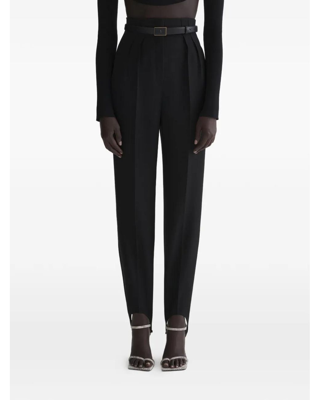 Mugler Stirrup Geplooide Broek in het Black