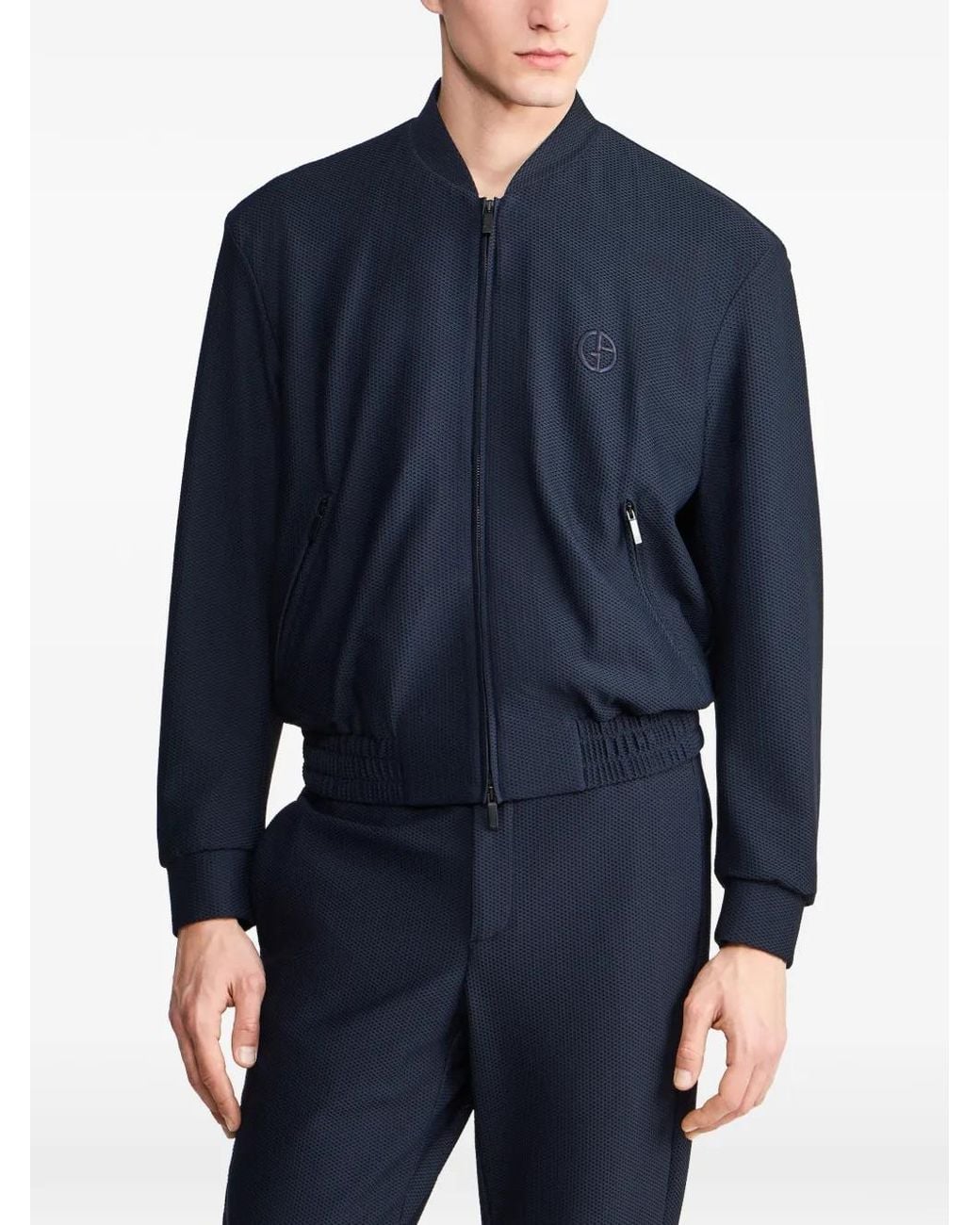 Giorgio Armani Blue Technical Waffle Blouson for men