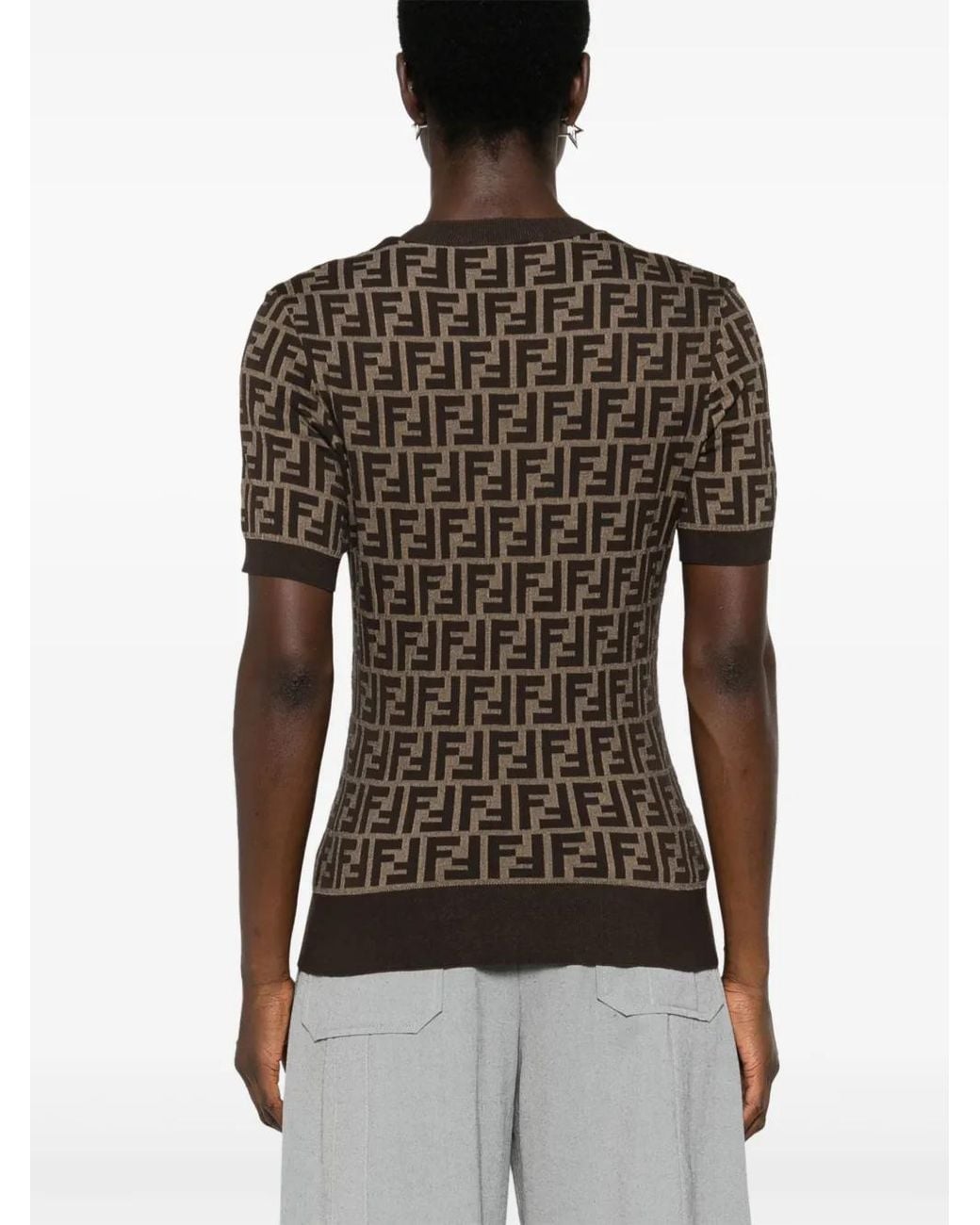 Fendi Gebreide Top Met Ff Patroon in het Brown