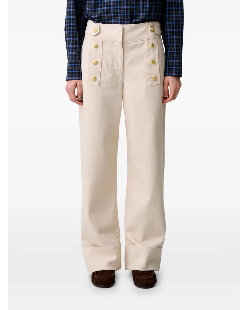 Claudie Pierlot White Light Denim Wide-Leg Jeans