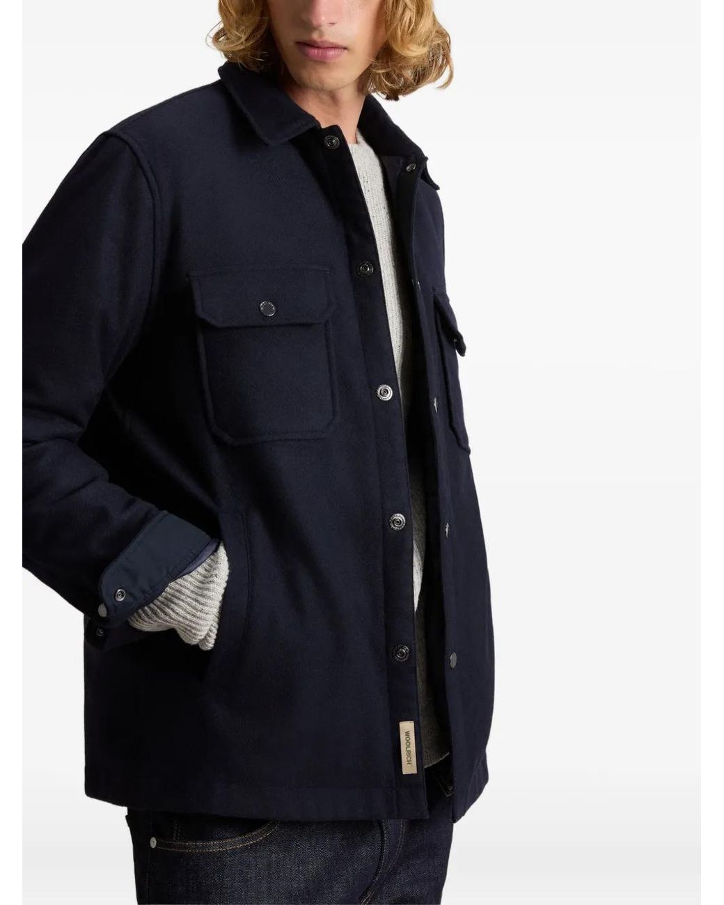 Woolrich Blue Alaskan Buttoned Overshirt for men