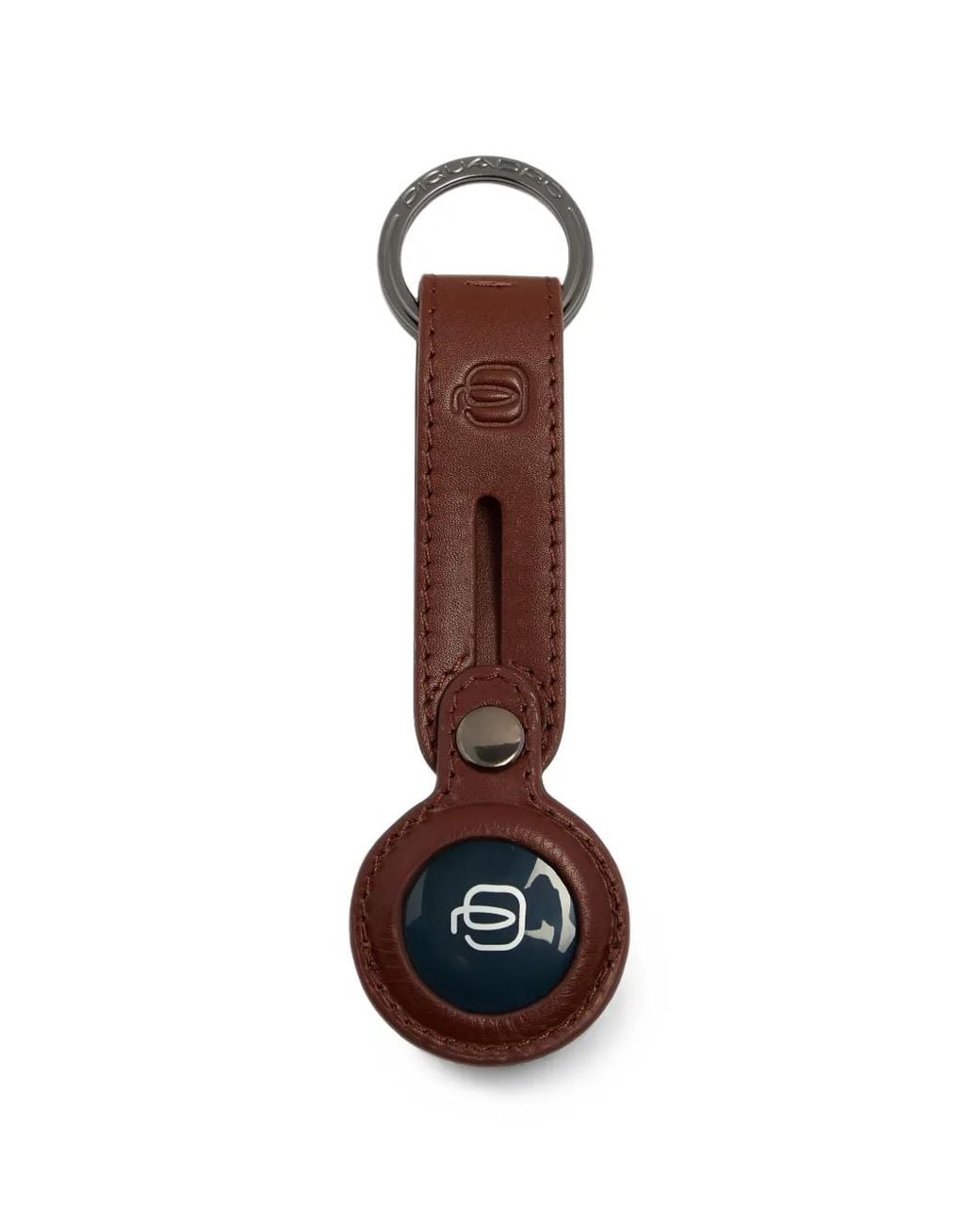 Piquadro Brown Logo-Embossed Keyring for men