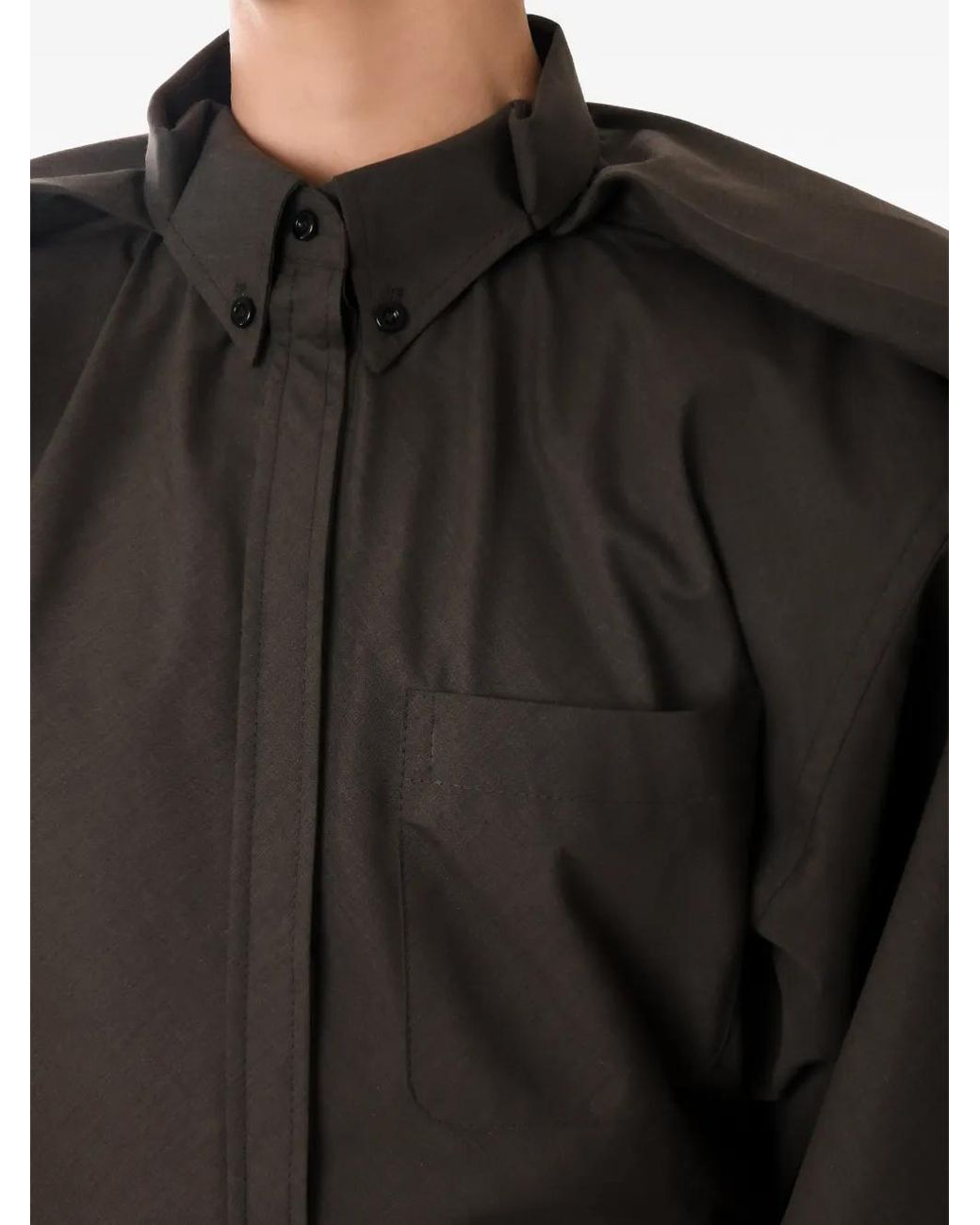 Situationist Black Button Balloon Sleeve Shirt