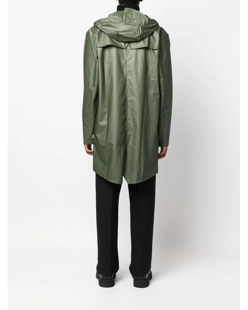 Rains Green Drawstring Hood Raincoat