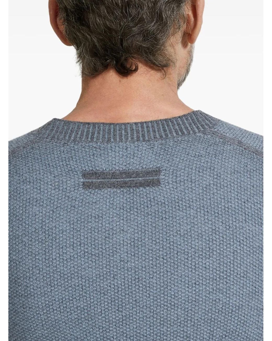 Zegna Blue Crew-Neck Cashmere Sweater for men