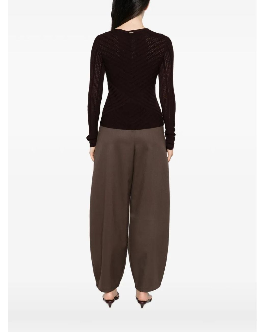 Twinset Black Pointelle-Knit Sweater