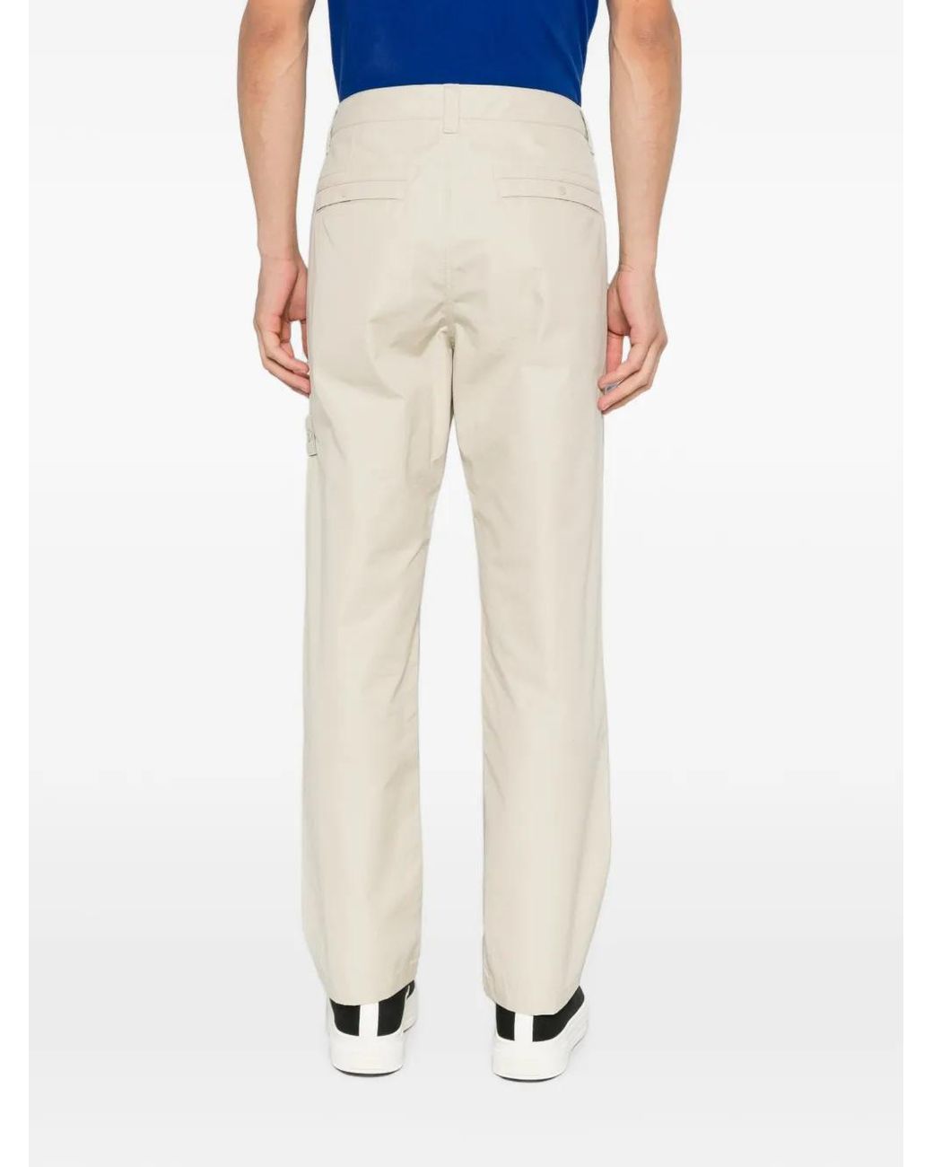 Stone Island White 3100020 All-Weather Cotton Canvas Ghost Piece Trousers for men