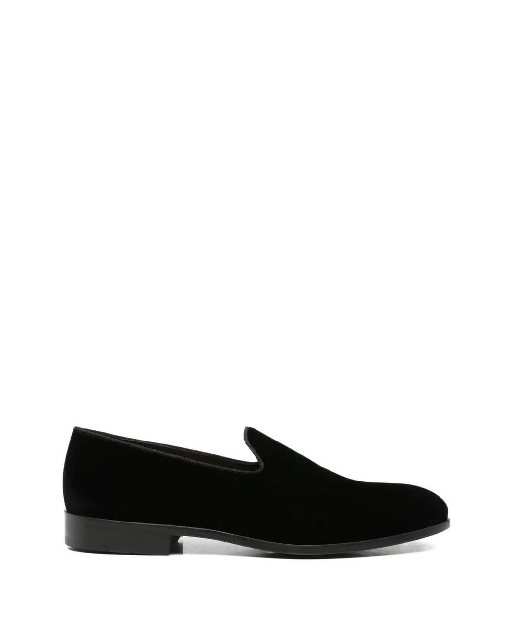 Doucal's Black Velvet-Effect Loafers for men