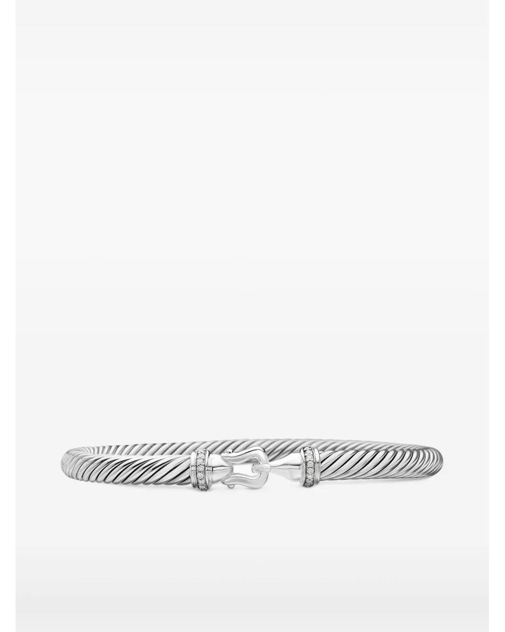 David Yurman Multicolor Sterling Buckle Classic Cable Diamond Bracelet (5Mm)
