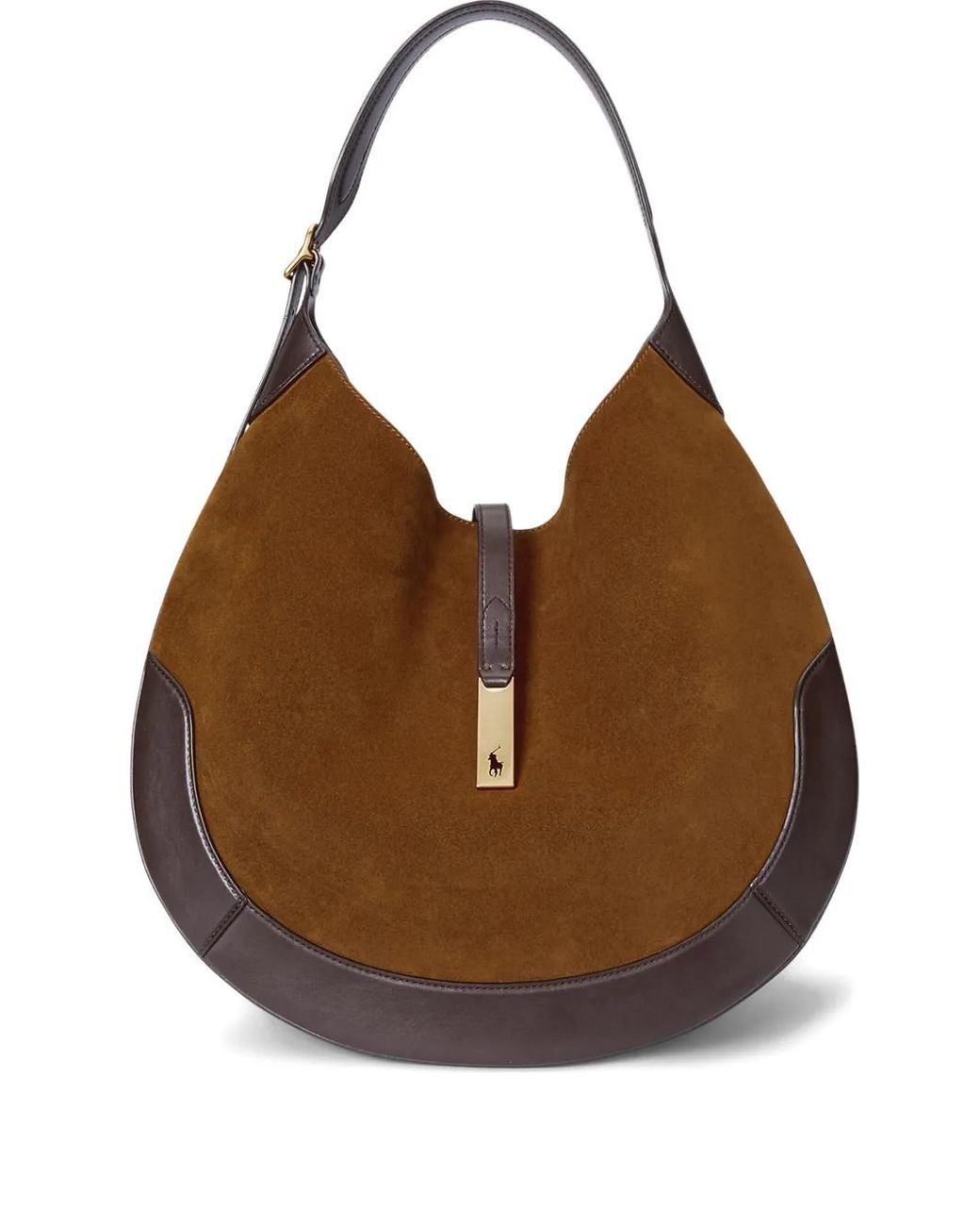 Polo Ralph Lauren Polo Id Leather Half-Moon Shoulder Bag in Brown