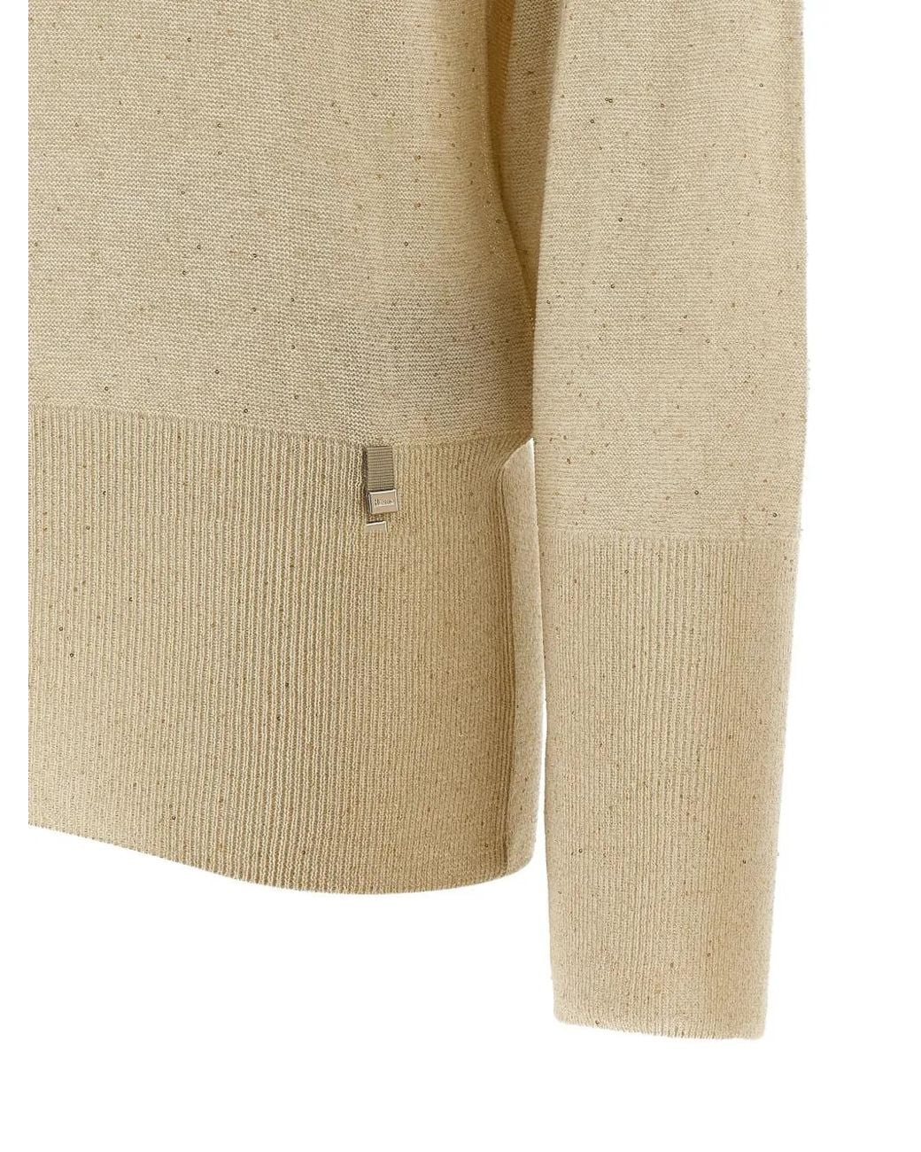 Herno White Sequin Appliqué Sweater