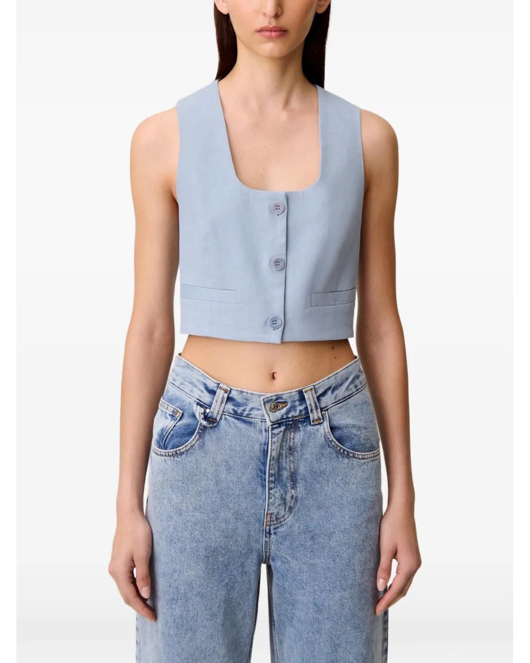 Claudie Pierlot Blue Tailored Linen Jacket