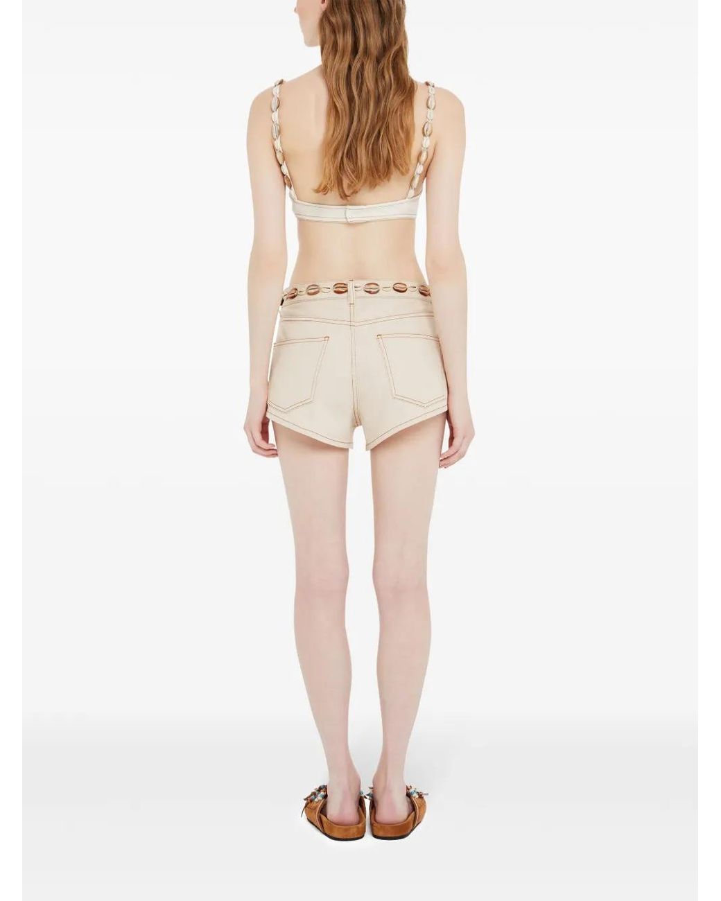 Alanui Natural Ocean Dream Denim Shorts