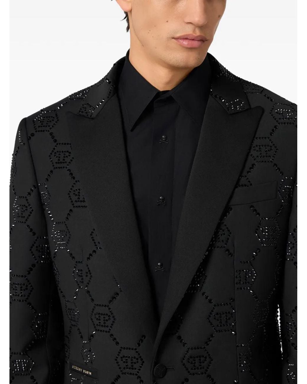 Blazer Slim Con Monograma Philipp Plein de hombre de color Black