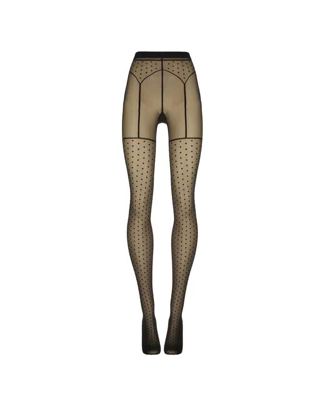 Wolford Natural Polka-Dot Garter-Belt-Effect Tights