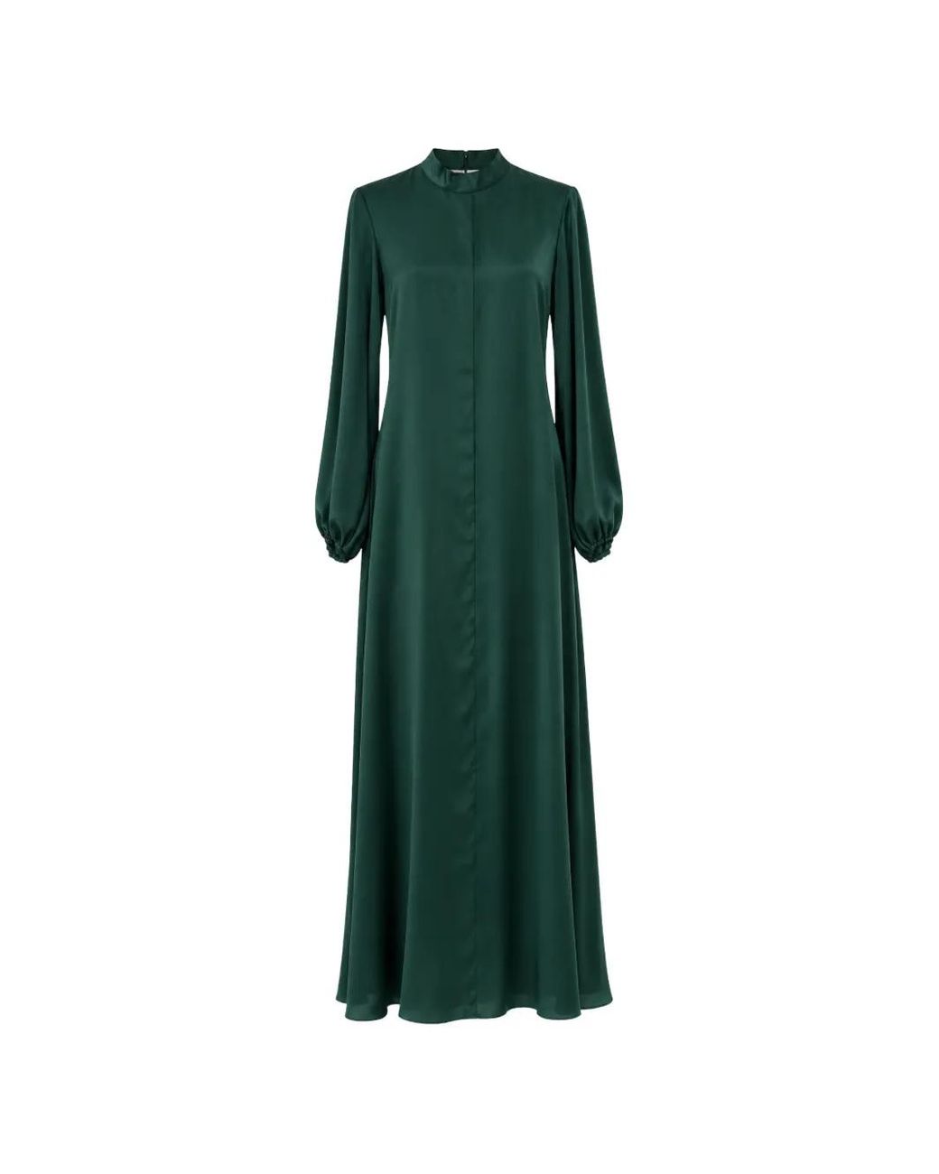 Raquel Diniz Green Parana Bow-Detail Puff-Sleeve Maxi Dress