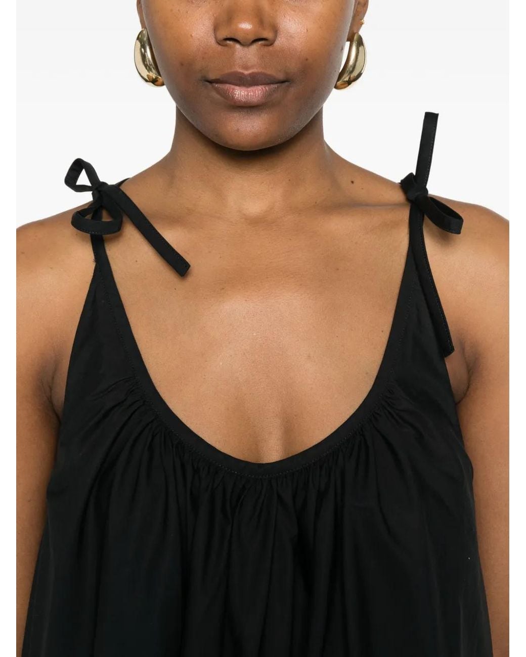 Co. Black Tie-Straps Gathered Maxi Dress