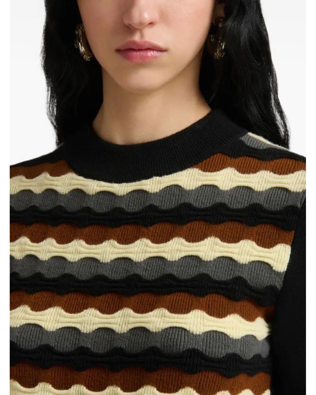 Marni Black Wool Jumper With 3D Wave