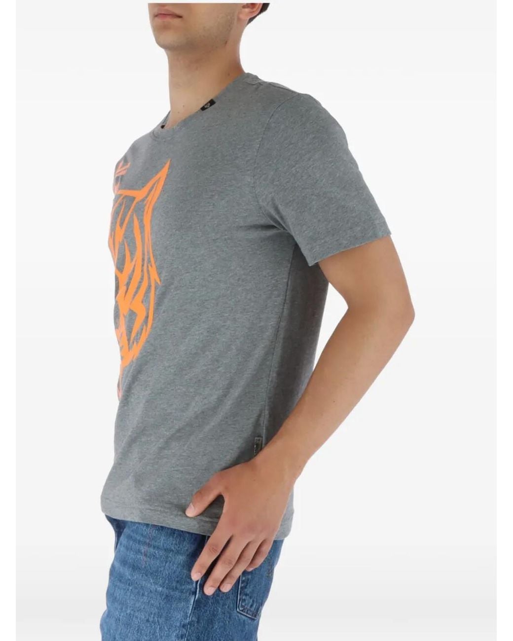 Philipp Plein Gray Tiger-Head Logo-Print T-Shirt for men