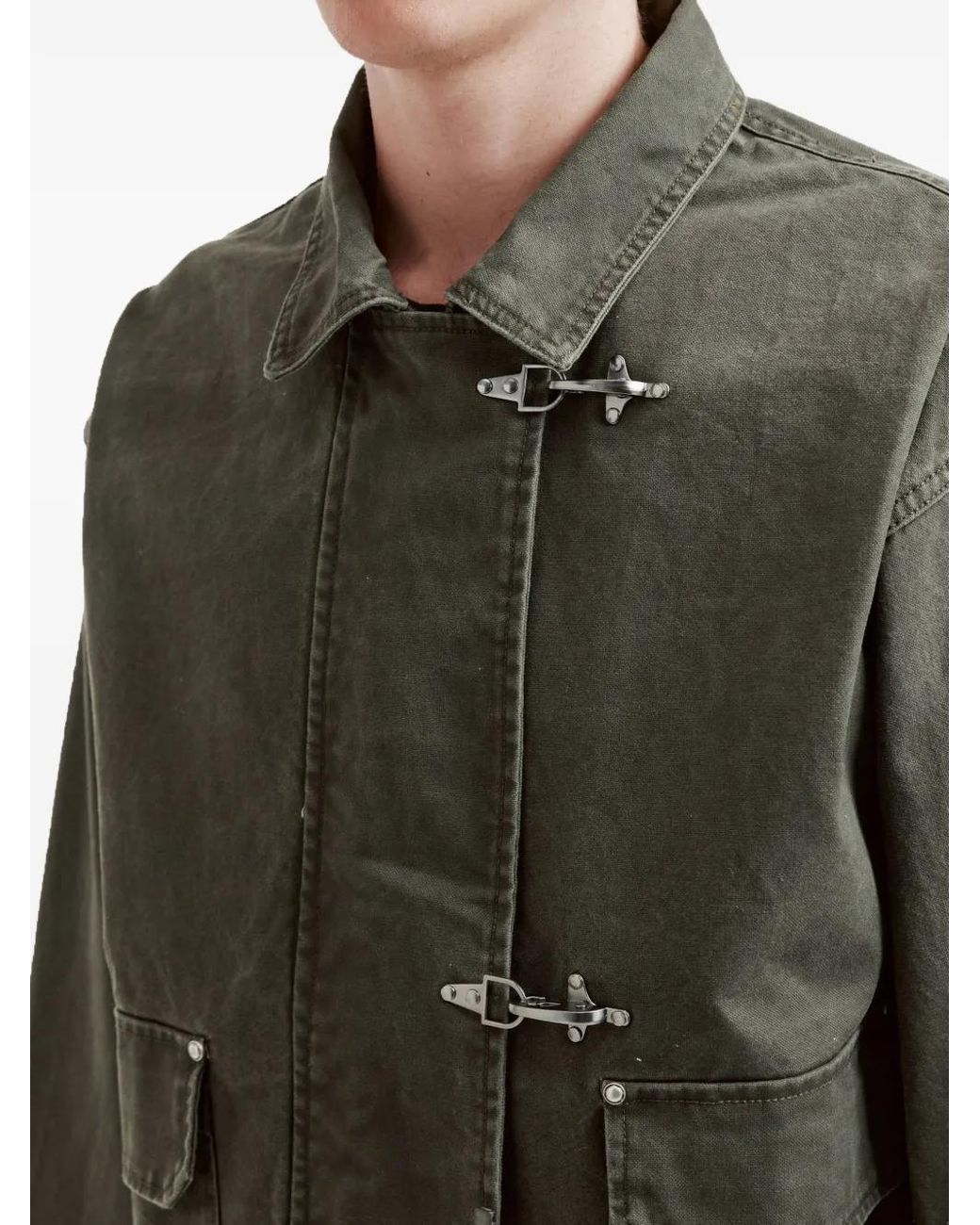 FIVE CM Green Flap-Pocket Toggle Jacket for men