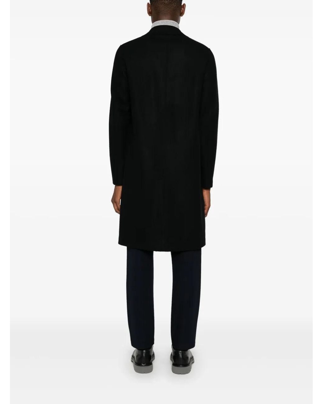 Harris Wharf London Black Cashmere Peacoat for men