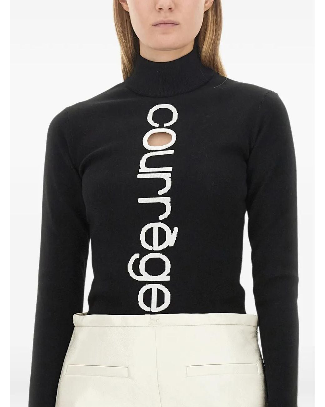 Courreges Black Logo Print Jersey