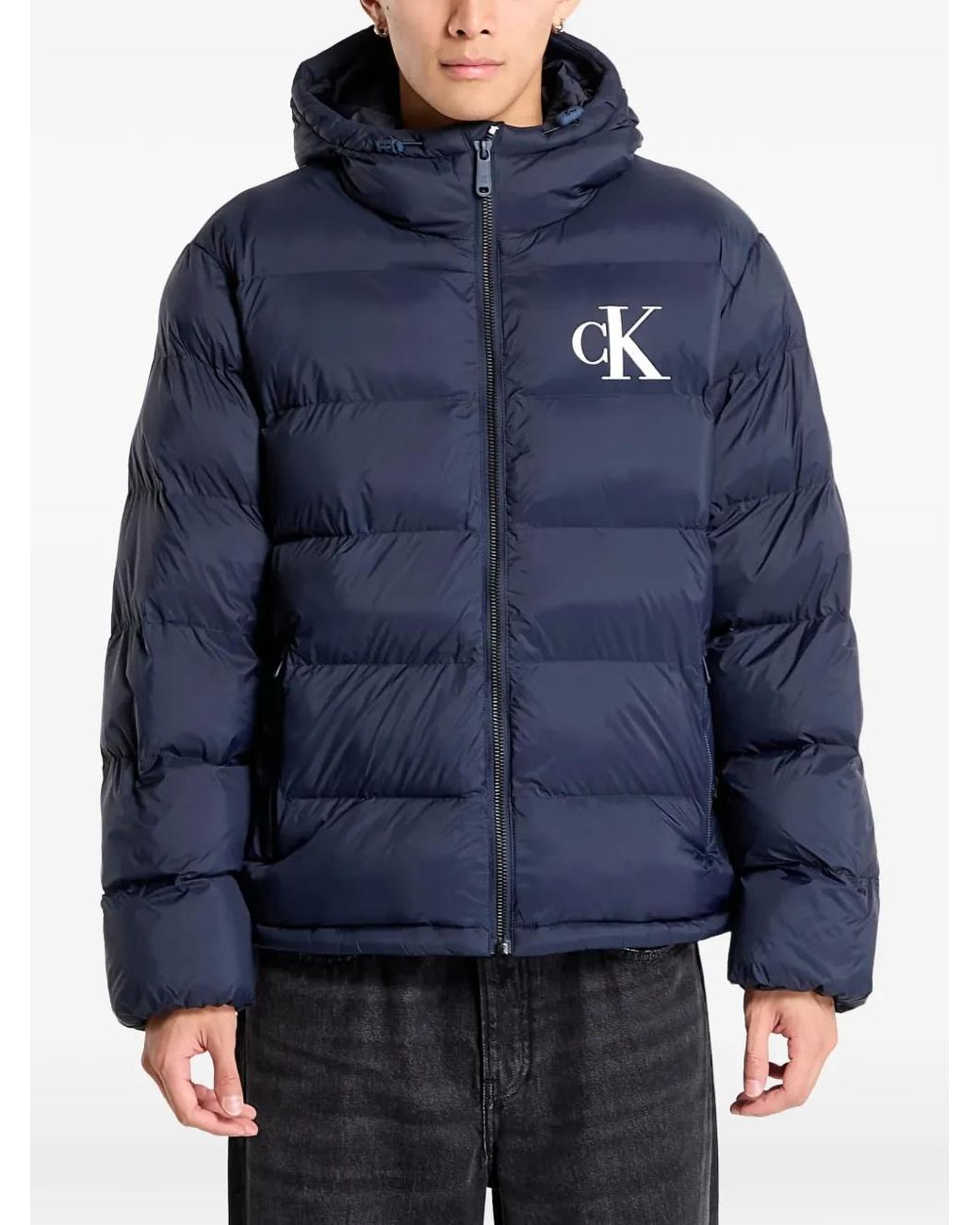 Calvin Klein Blue Monogram Puffer Jacket for men