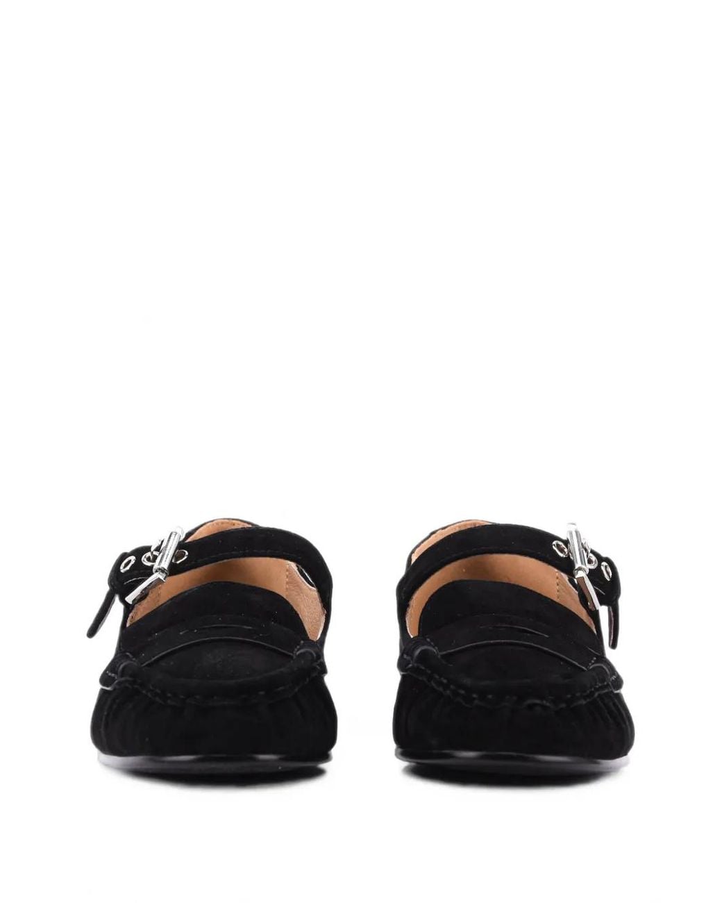 Bibi Lou Black Amaris Buckle-Strap Ballet Flats