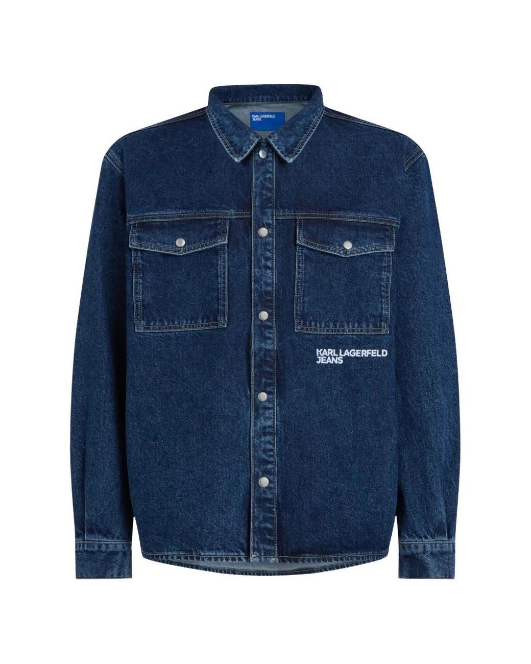 Karl Lagerfeld Blue Logo Denim Overshirt for men