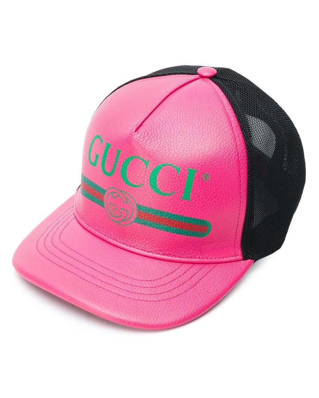 gucci print leather baseball hat