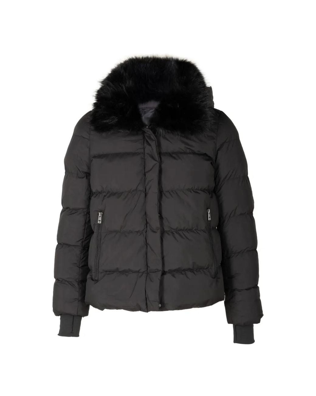 Tahari Black Quilted Puffer Jacket