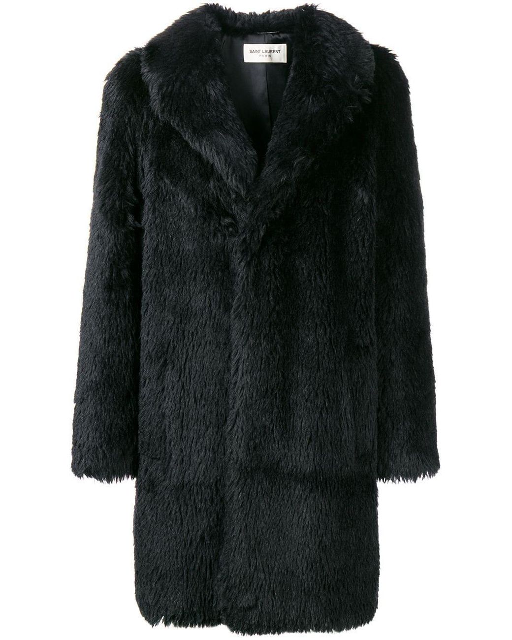 Saint Laurent Faux Fur Coat in Black for Men | Lyst